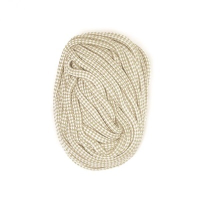 Cordão tecido trançado branco e bege