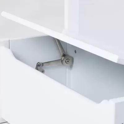 Gaveta branca com mecanismo metálico