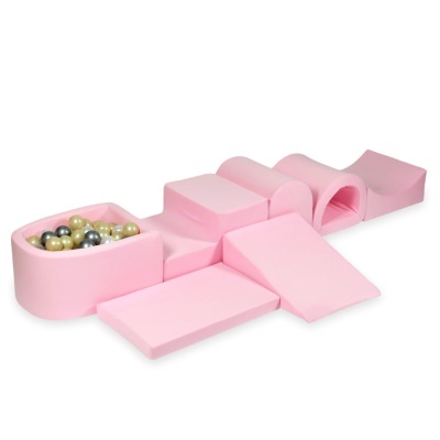 Conjunto modular de peças de espuma rosa para crianças