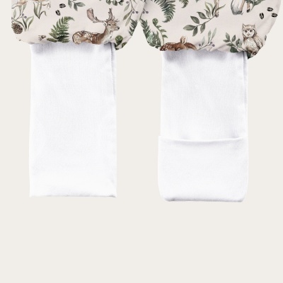 Calças de bebé com estampado de animais da floresta e punhos brancos