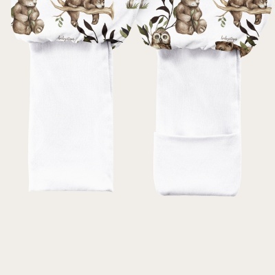 Pezinhos de pijama de bebé com padrão de ursos e coruja