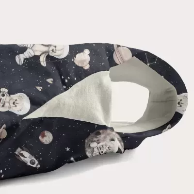 Saco de dormir para bebé com padrão de ursos astronautas e espaço