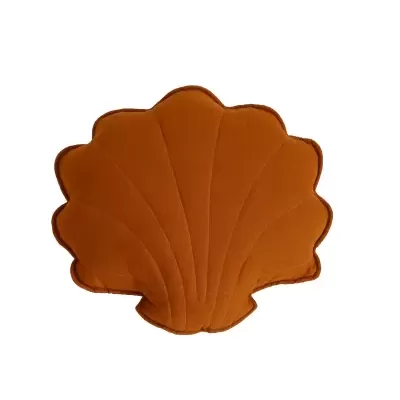 Almofada em veludo laranja em forma de concha