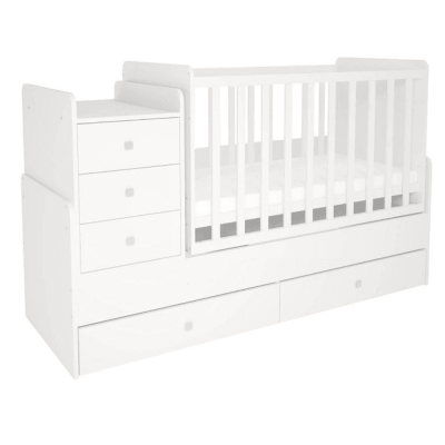 Berço branco com gavetas e colchão para bebé