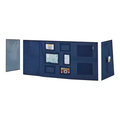 Organizador de porta azul com vários bolsos para objetos