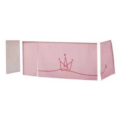 Roupa de cama rosa claro com padrão de coroa vermelha e corações