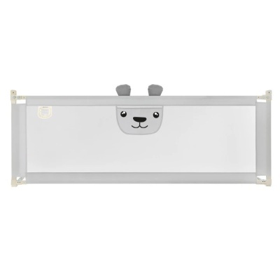 Barreira de cama branca com bordas cinzentas e rosto de urso frontal