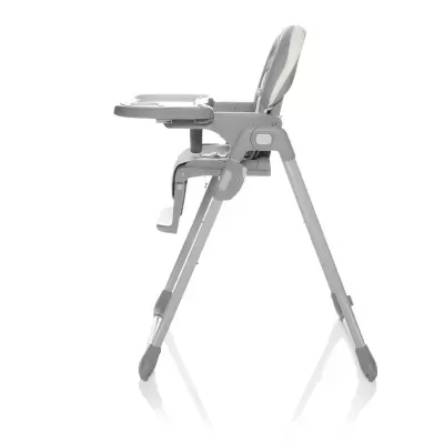 Cadeira alta para bebé cinza e branca com bandeja ajustável