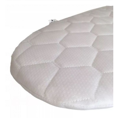 Protector de colchão redondo branco com padrão hexagonal