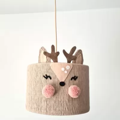 Candeeiro tecto infantil em tecido com rosto de rena