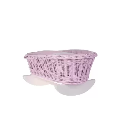 Berço de baloiço para bebé cor-de-rosa claro e branco