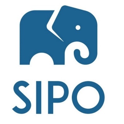 Logótipo azul de elefante com texto SIPO