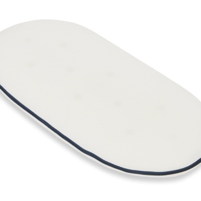 Colchão oval branco com borda azul escura