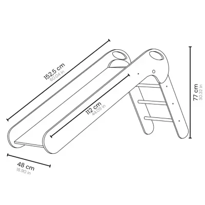 Escorrega infantil branco com medidas indicadas