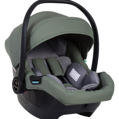 Cadeira de bebé para automóvel BabyLux verde e cinza com pega preta