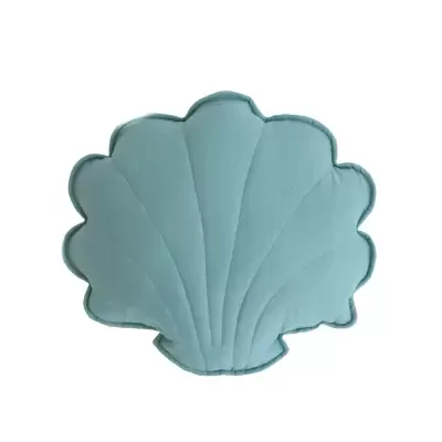 Almofada em forma de concha azul de veludo