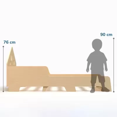 Cama infantil de madeira com design simples e bordas arredondadas