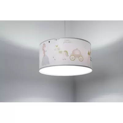 Abajur de tecto redondo infantil com padrão de princesa e carroça