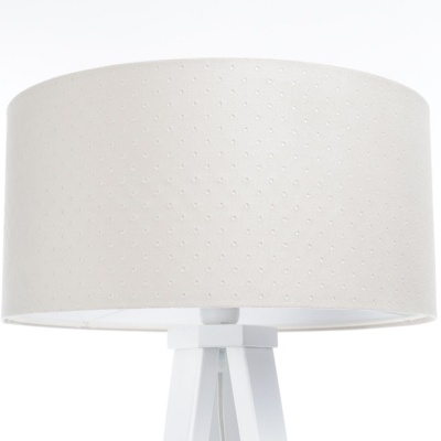 Abajur de mesa com cúpula branca e base tripé