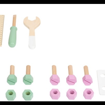 Conjunto de ferramentas de brinquedo de madeira coloridas