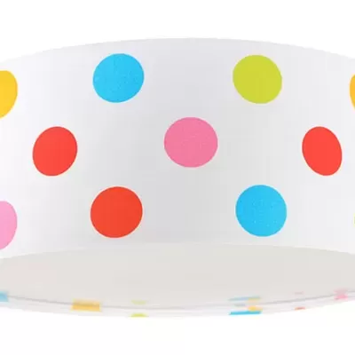 Luminária de teto redonda branca com bolinhas coloridas