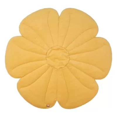 Almofada decorativa em forma de flor amarelo mostarda