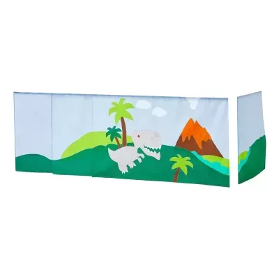 Painel decorativo infantil com dinossauro, árvores e montanha