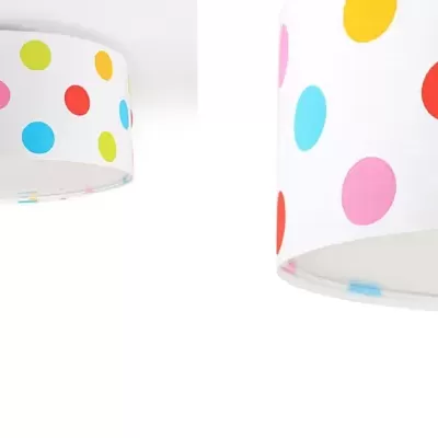 Candeeiro de teto branco com bolinhas coloridas