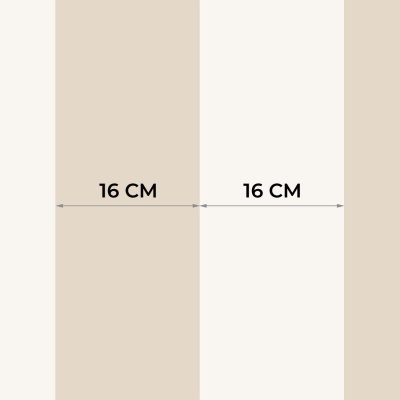 Faixas verticais bege e branca com medida de 16 CM entre elas
