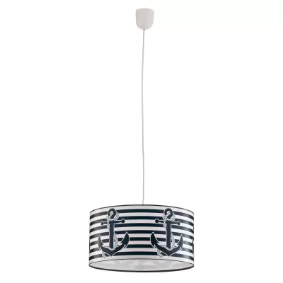 Candeeiro de teto com cúpula cilíndrica riscada e âncoras