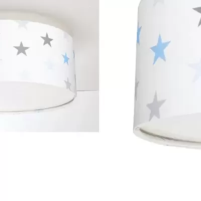 Candeeiro de teto branco com estrelas coloridas