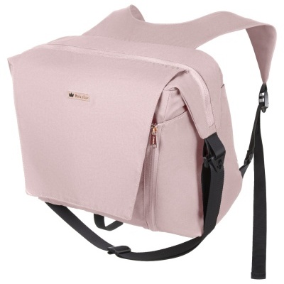 Mochila rosa com alças pretas e placa BabyLux