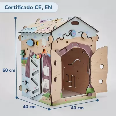 Casa de madeira infantil com atividades e certificação CE EN