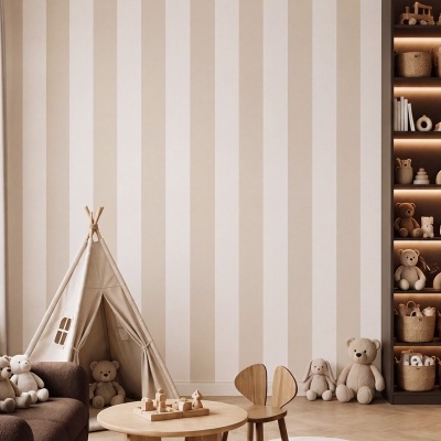 Quarto infantil com tenda, sofá e estante com brinquedos