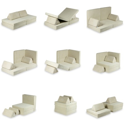 Conjunto modular de estofos bege claro com várias configurações