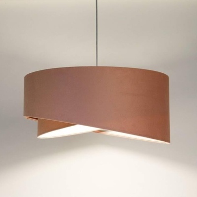 Candeeiro de teto oval castanho terra cota suspenso com interior branco