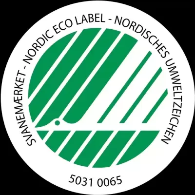 Selo ecológico circular verde e branco com texto e número