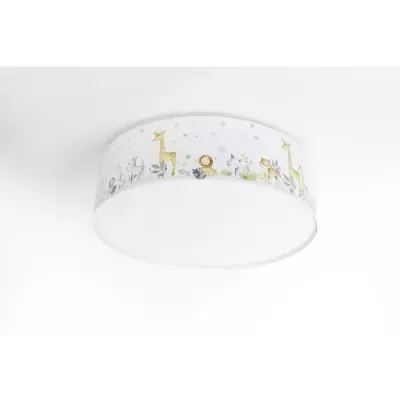 Candeeiro de teto redondo com desenhos infantis de animais