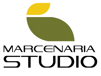 Logótipo com folhas verde-oliva e amarelo