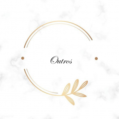 Fundo branco mármore com círculo dourado e texto 'Outros' no centro
