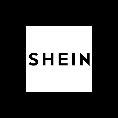 Logotipo preto da SHEIN em fundo branco