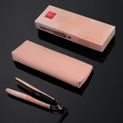 Alisador de cabelo ghd preto e rosa com estojo e embalagem rosa