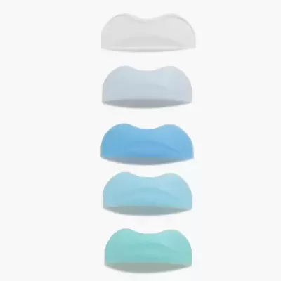 Cinco almofadas espumadas de cores diferentes em fila vertical