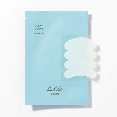 Embalagem azul com almofadas de gel brancas curvas para uso cosmético