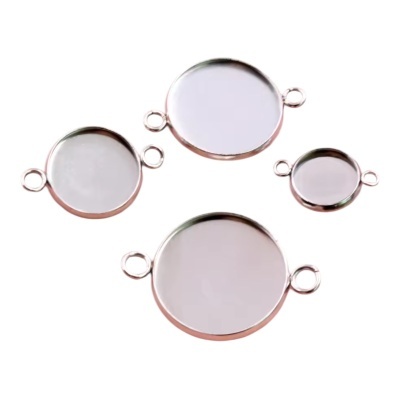 Bases redondas em metal prateado para bijutaria de vários tamanhos