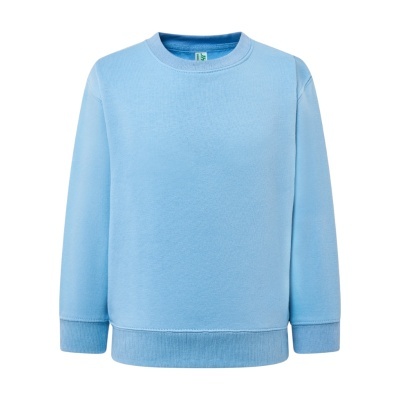 Sweatshirt azul claro para criança com gola redonda e punhos canelados