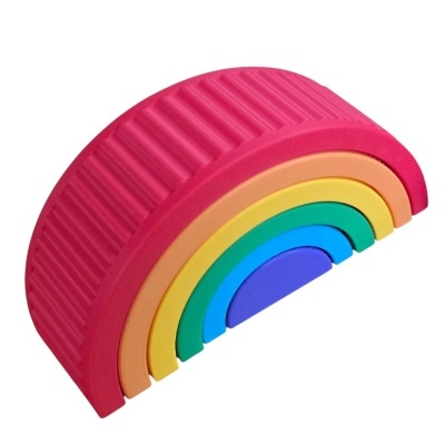 Brinquedo arco-íris empilhável colorido de plástico com textura