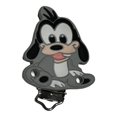 Presilha de cabelo em forma de cão cinzento caricatural com presilha metálica