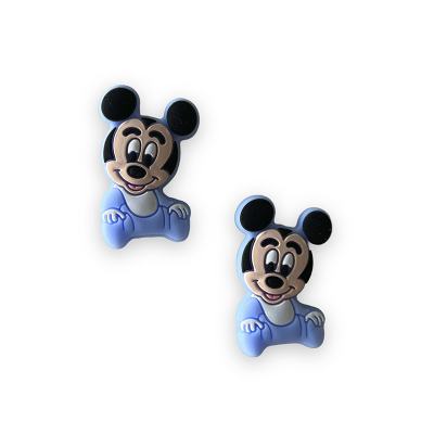 Brincos infantis do personagem Mickey Mouse em plástico azul e preto