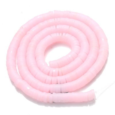 Colar de contas de disco rosa claro em espiral